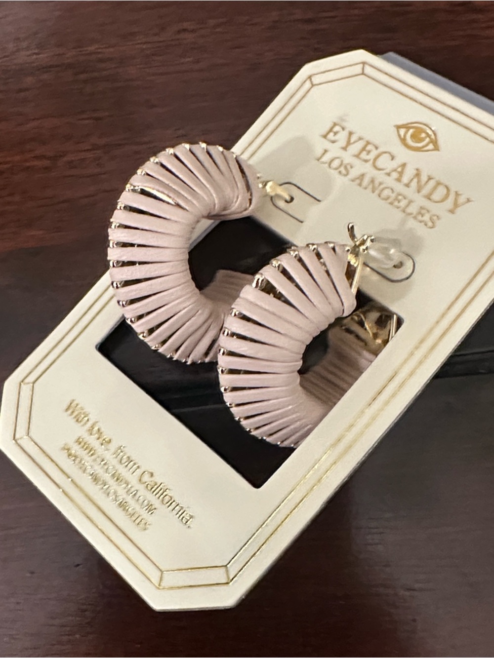 eye candy Tan Wrapped Hoop Earrings